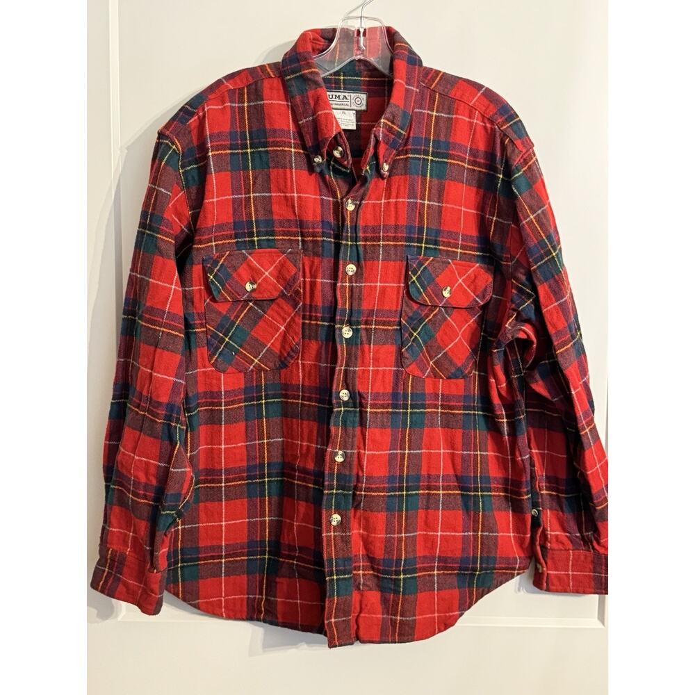 Y.U.M.A. Young International Heavy Flannel Shirt Shacket Red Sz Xl Lumberjack